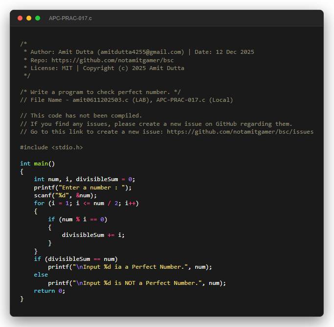 Write a program to check perfect number.
